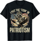 I Put The Tism in Patriotism Athletic Eagle Raccoon USA Flag T-Shirt - T-Shirt | Black