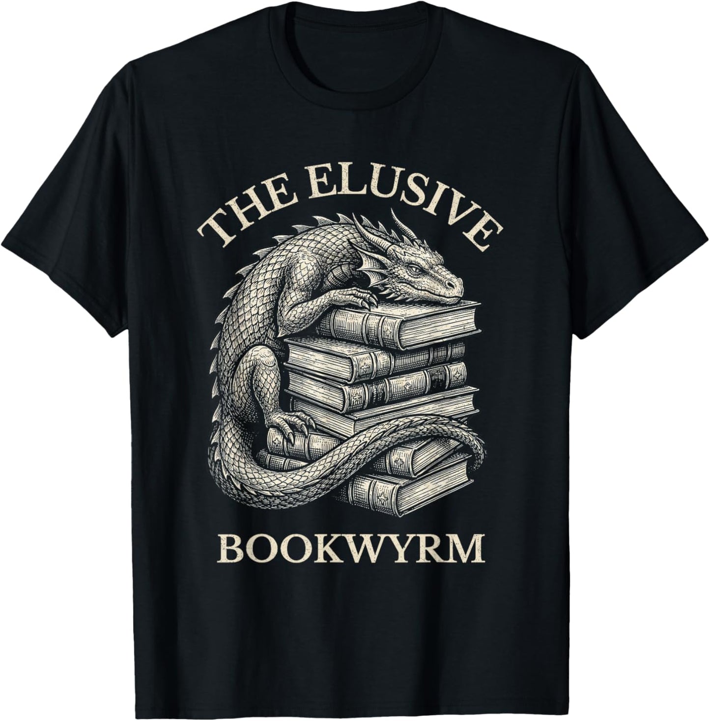 Vintage Dragons & Books Dark Academia Funny Librarian Gift T-Shirt - T-Shirt | Black