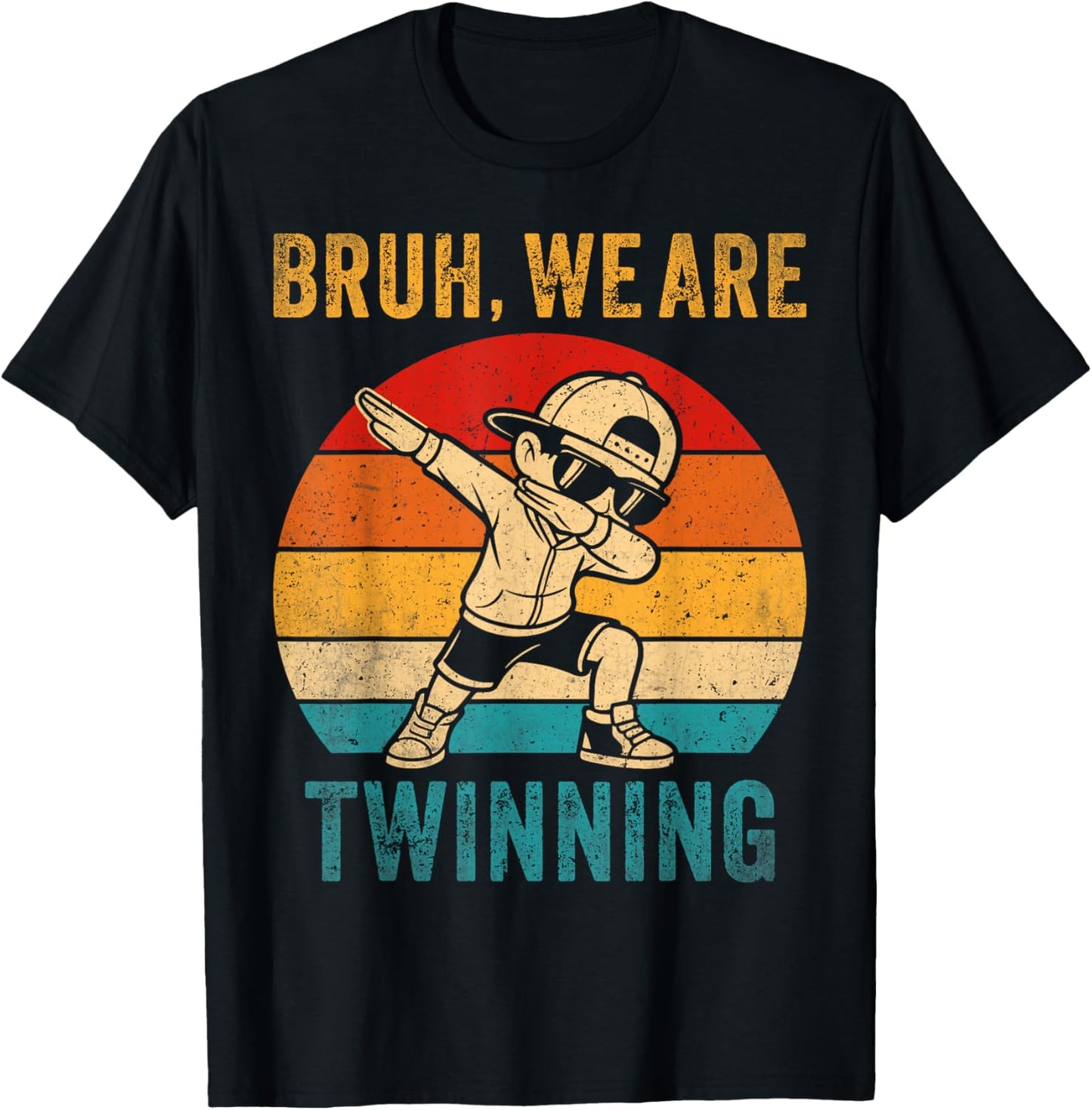 Bruh We are Twinning Kids Boys Funny Twin Day Dabbing Boy T-Shirt - T-Shirt | Black