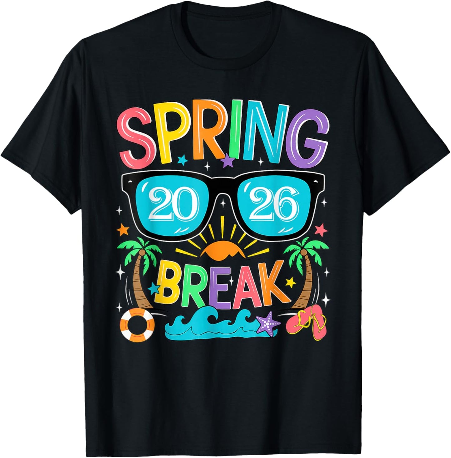 Aesthetic Spring Break 2026 Family Vacation Squad Graphic T-Shirt - T-Shirt | Black