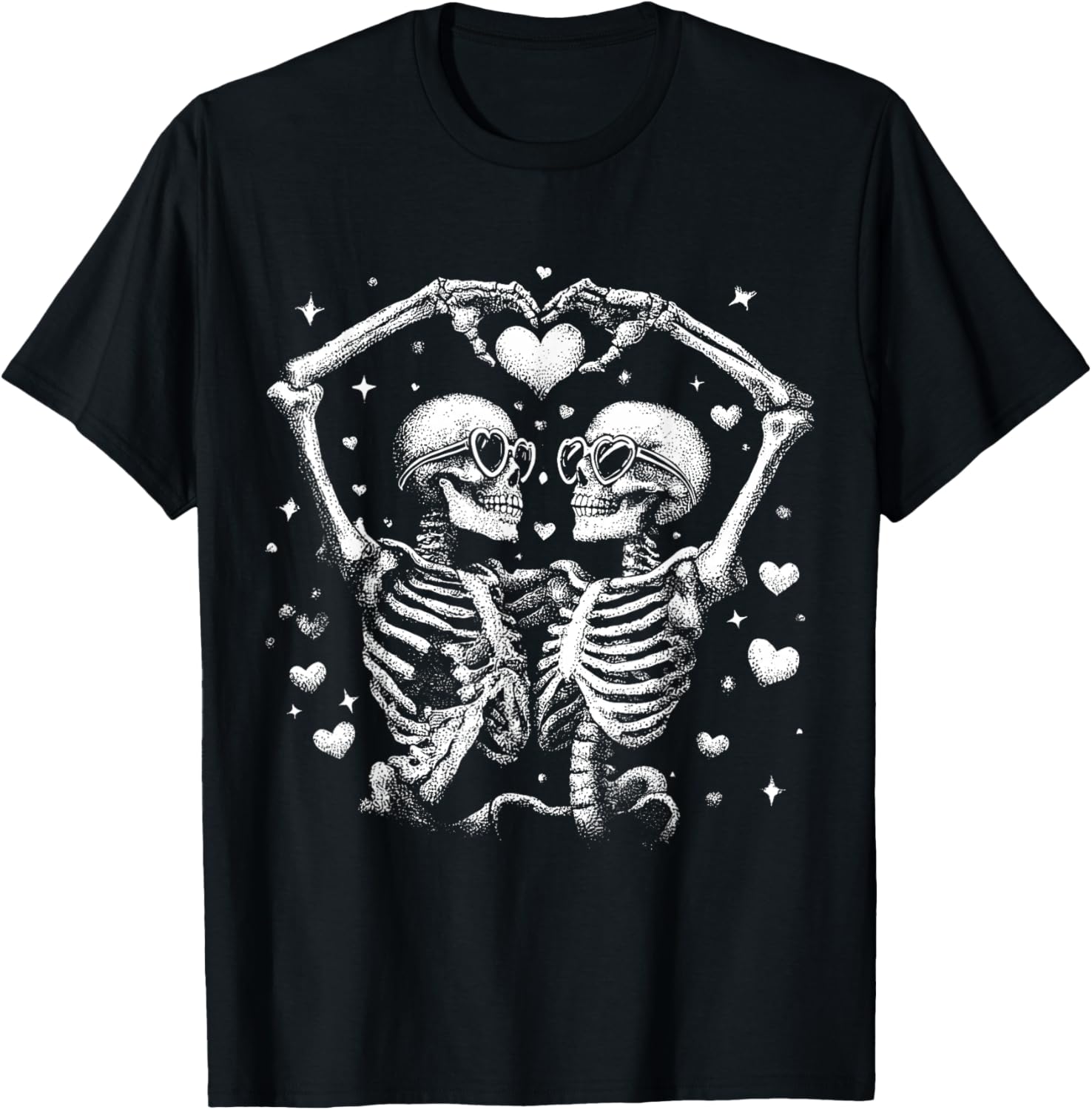 Funny Skeleton Love Gothic Valentine Heart Couple Men Women T-Shirt - T-Shirt | Black