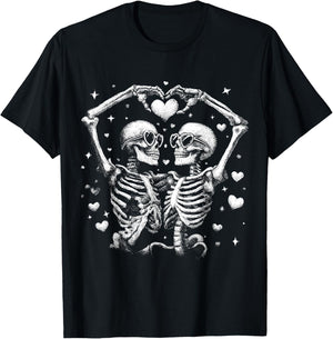 Funny Skeleton Love Gothic Valentine Heart Couple Men Women T-Shirt - T-Shirt | Black