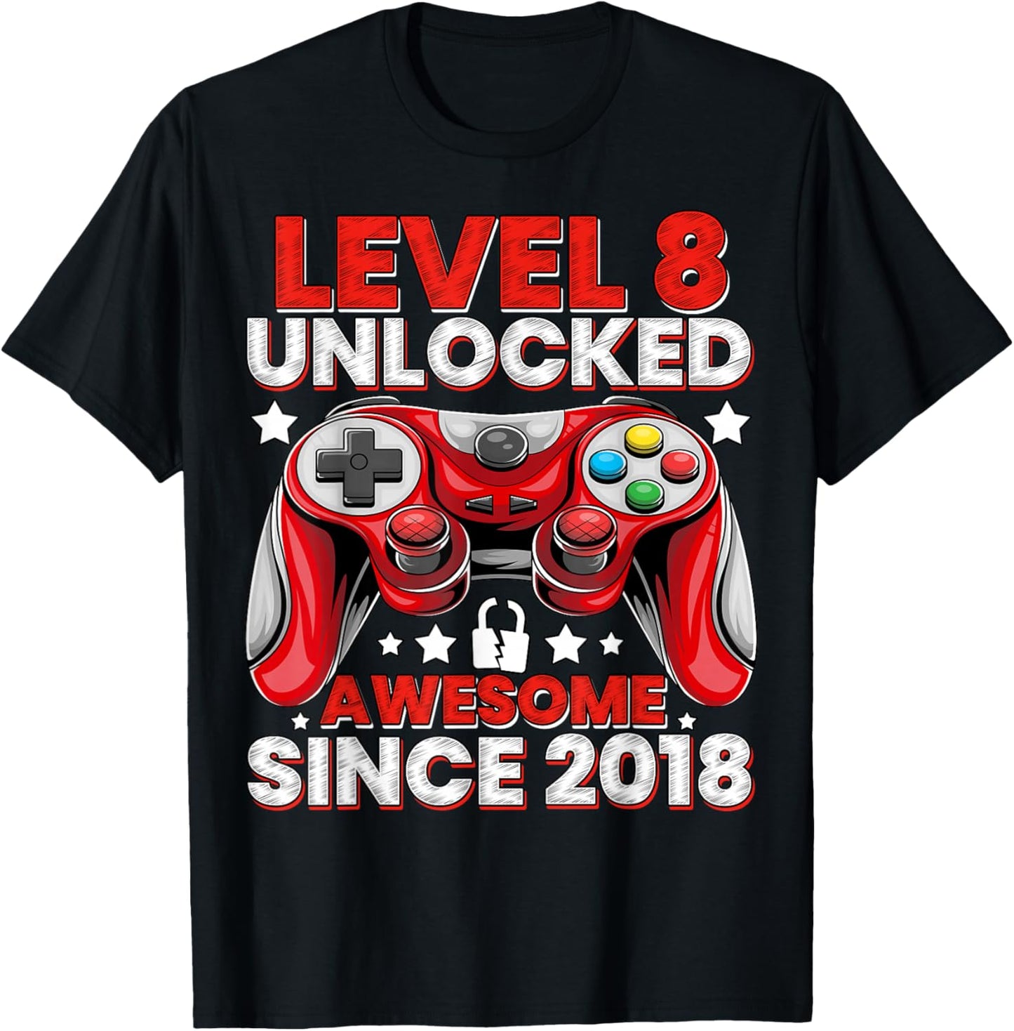 Level 8 Unlocked 8 Year Old Gifts Boys 8th Birthday Boy T-Shirt - T-Shirt | Black