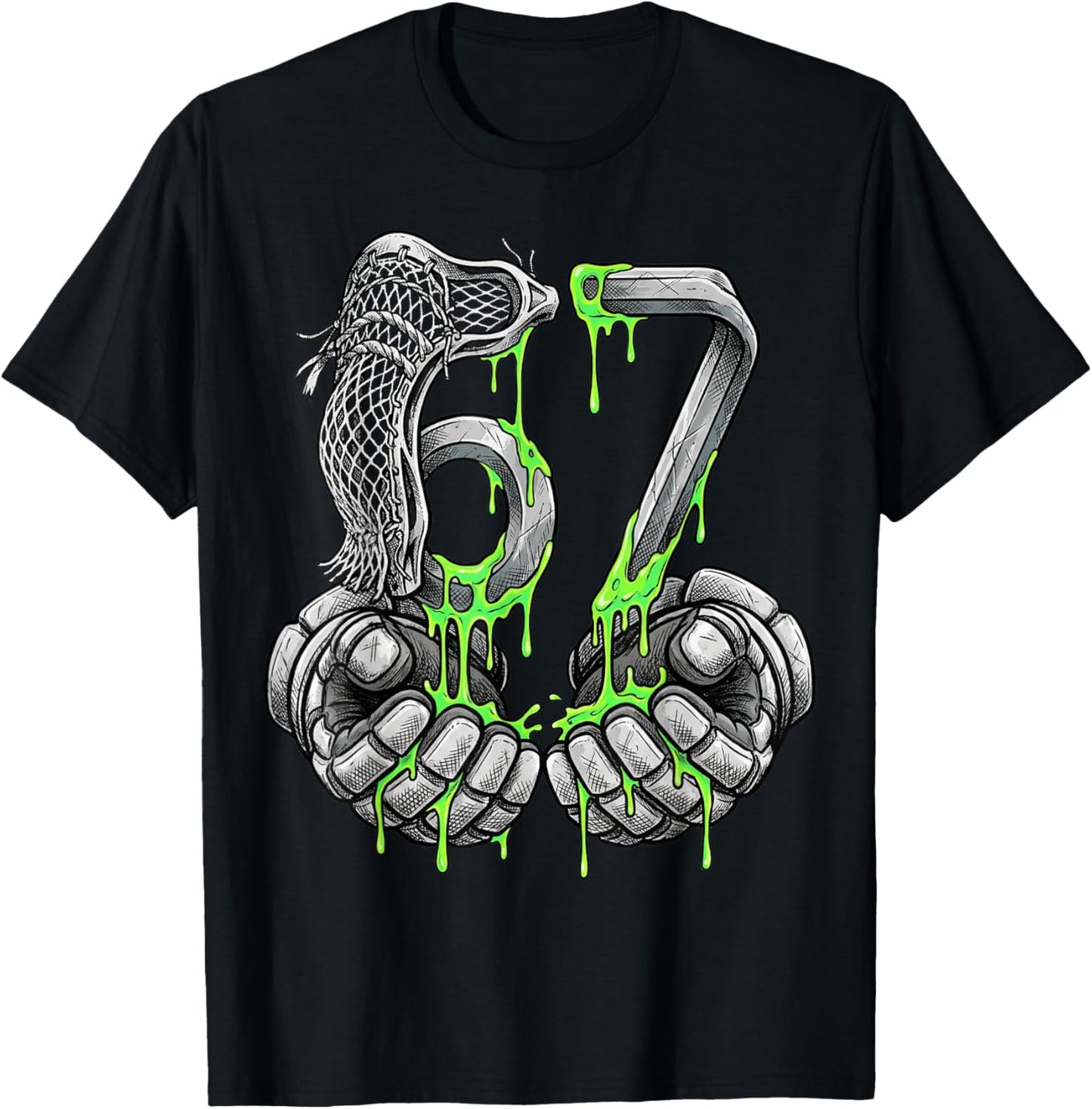 Lacrosse 67 Six Seven Meme Funny Sports Gen Alpha 67 T-Shirt - T-Shirt | Black