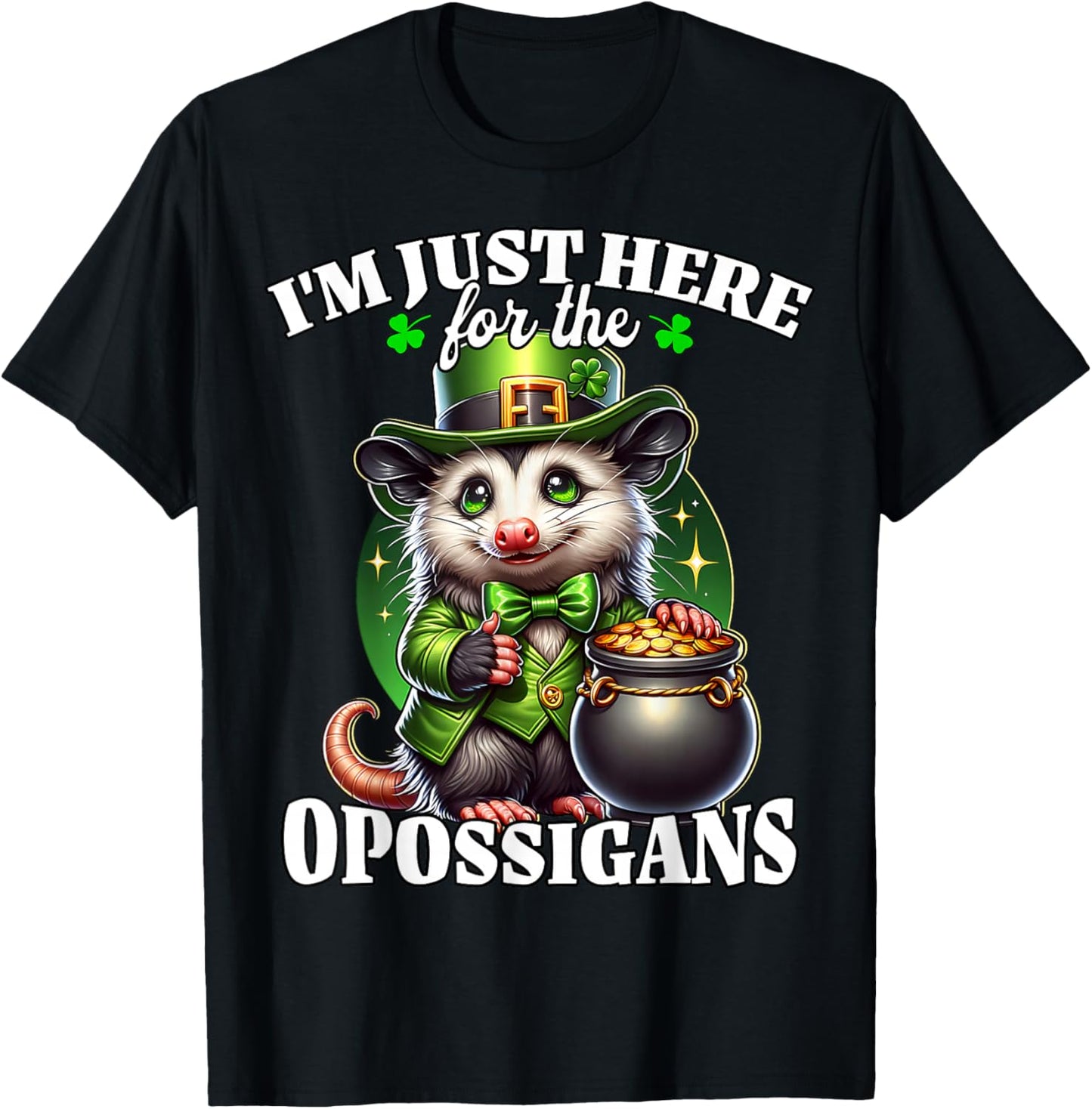 Funny Saint Patricks Day Costume Opossum T-Shirt - T-Shirt | Black