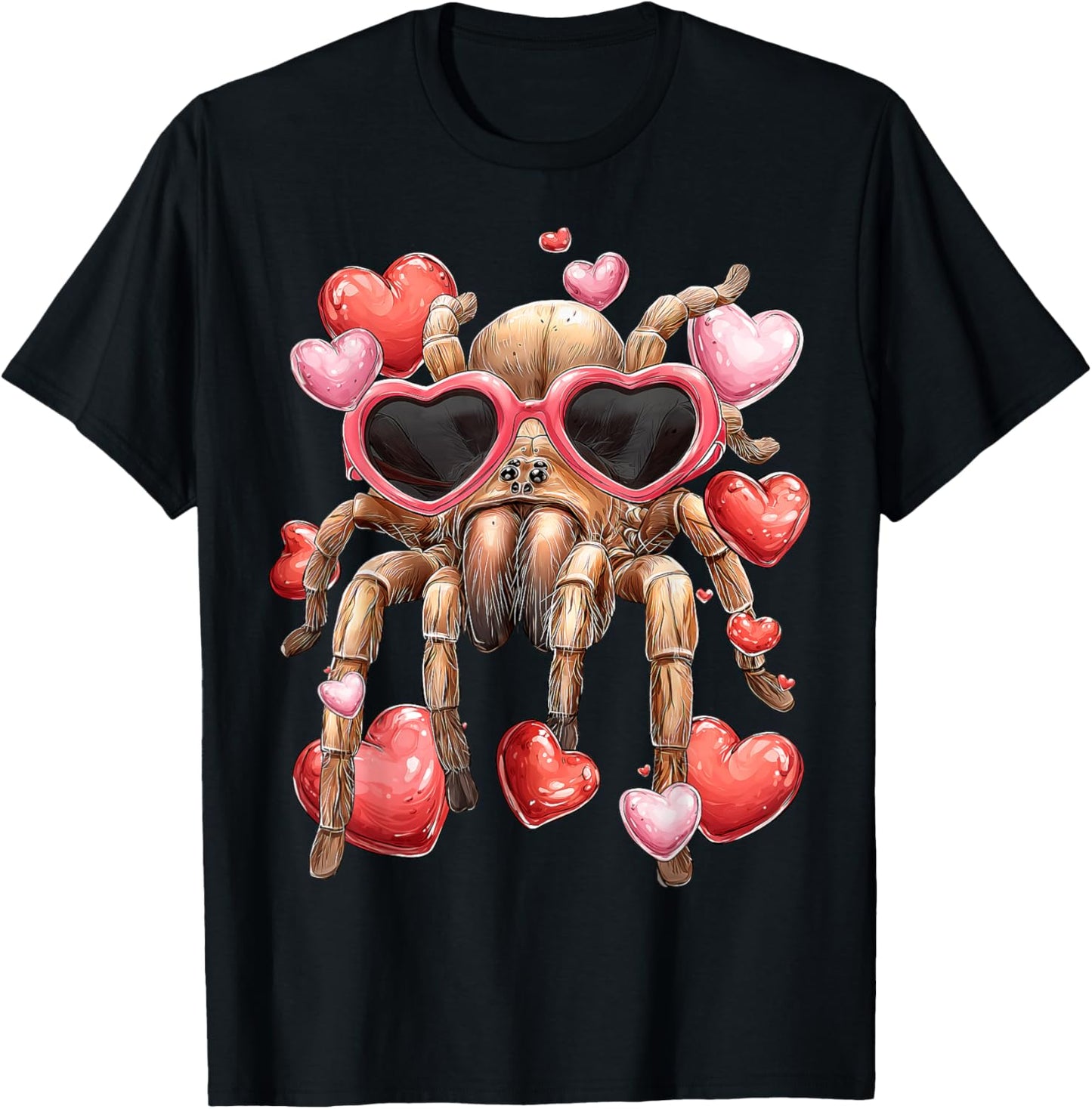 Tarantula Spider Valentine's Day Heart Glasses T-Shirt - T-Shirt | Black