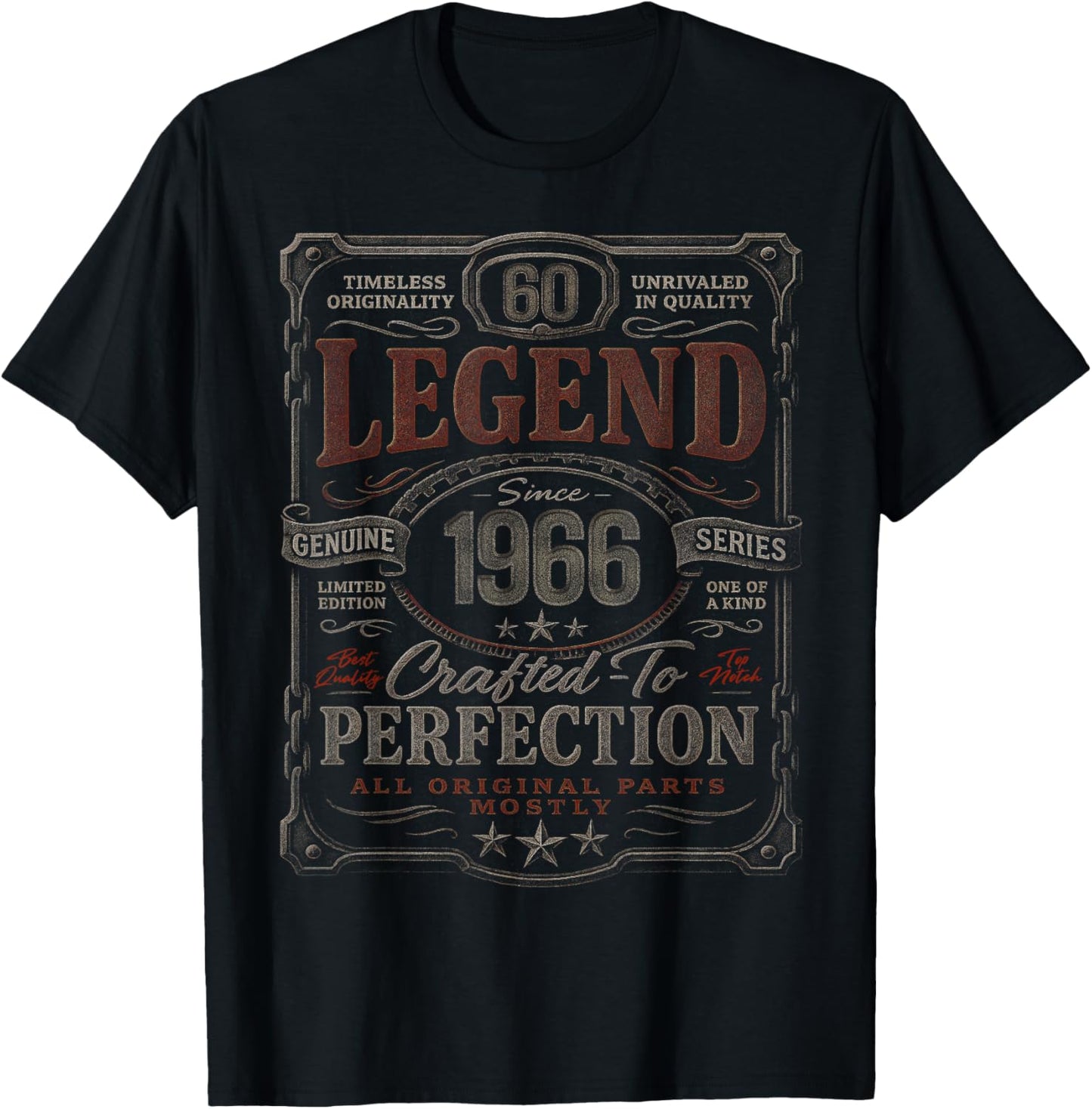 Vintage 1966 Limited Edition Shirt 60 Year Old 60th Birthday T-Shirt - T-Shirt | Black