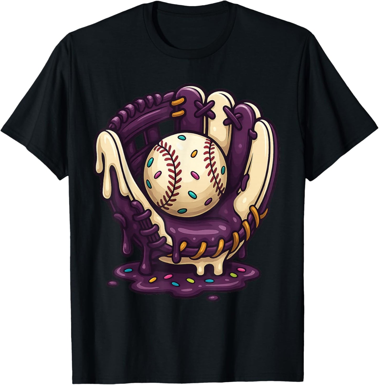 Baseball Drip Team for Boys and Girls Ice Cream Cool T-Shirt - T-Shirt | Black