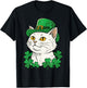 St Patricks Day Cat Leprechaun Hat Shamrock Saint Pattys Day T-Shirt - T-Shirt | Black