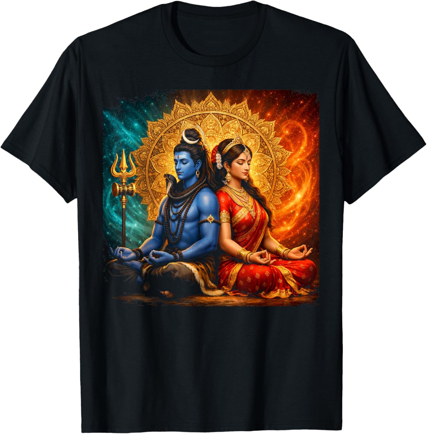 Lord Shiva Durga Hindu God Mahadeva Goddess Goddess Parvati T-Shirt - T-Shirt | Black