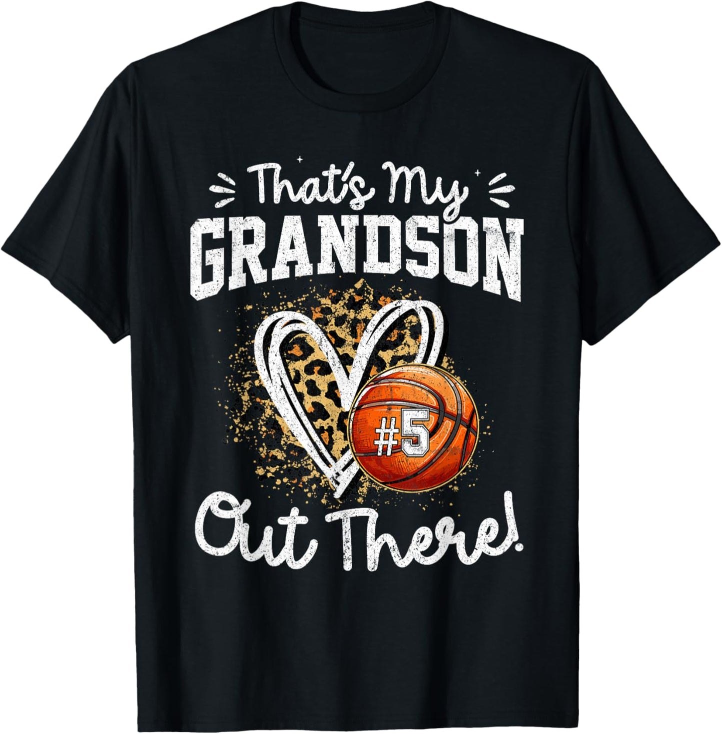 That's My Grandson Out There Number 5 Basketball Game Day T-Shirt - T-Shirt | Black
