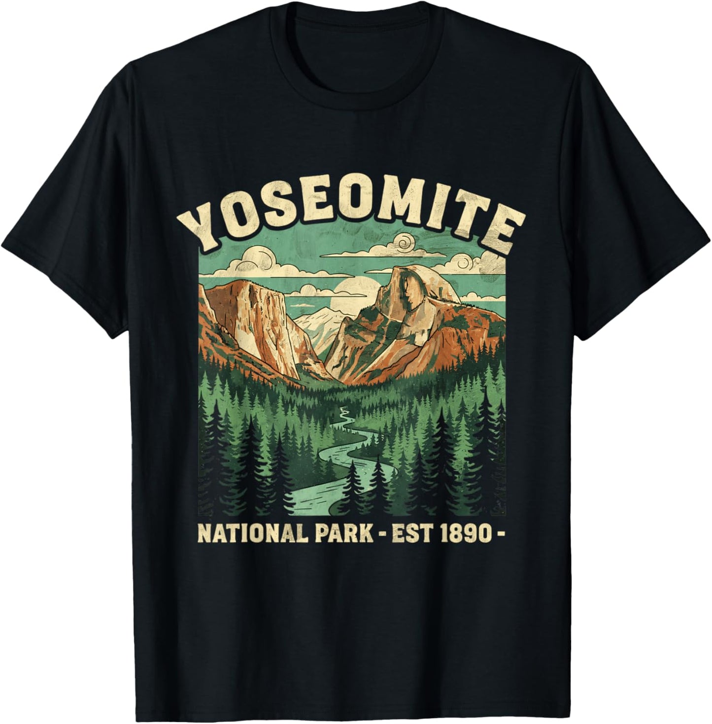 Yosemite National Park USA Hiking Souvenir Adventure Outdoor T-Shirt - T-Shirt | Black