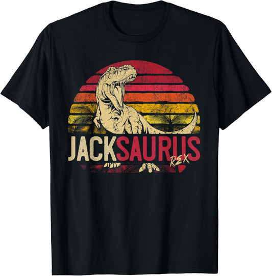 JackSaurus Funny Personalized Dinosaur T Rex Name T-Shirt - T-Shirt | Black