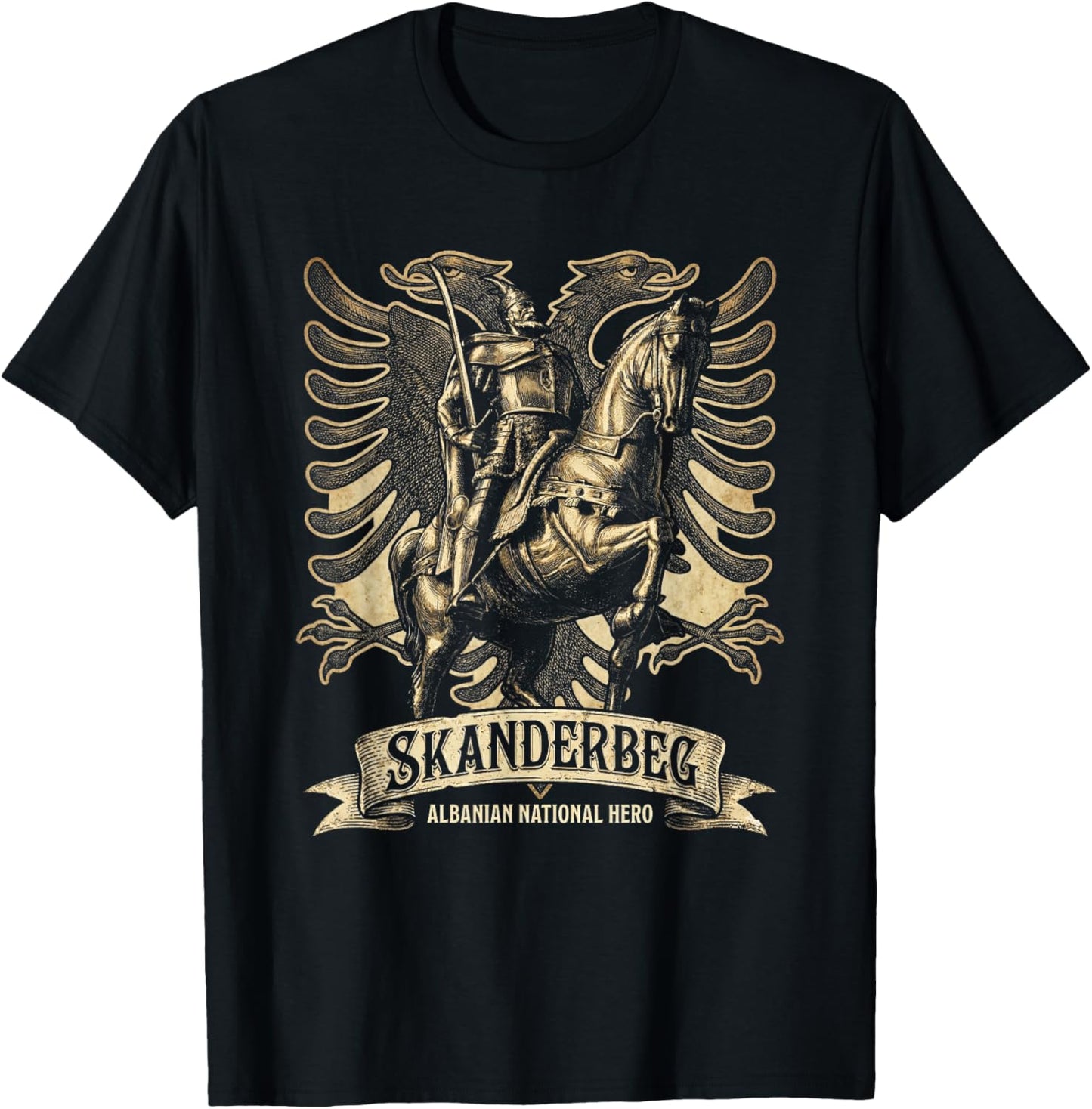 Skanderbeg Albania and Kosovo Flag for a Proud Albanian T-Shirt - T-Shirt | Black