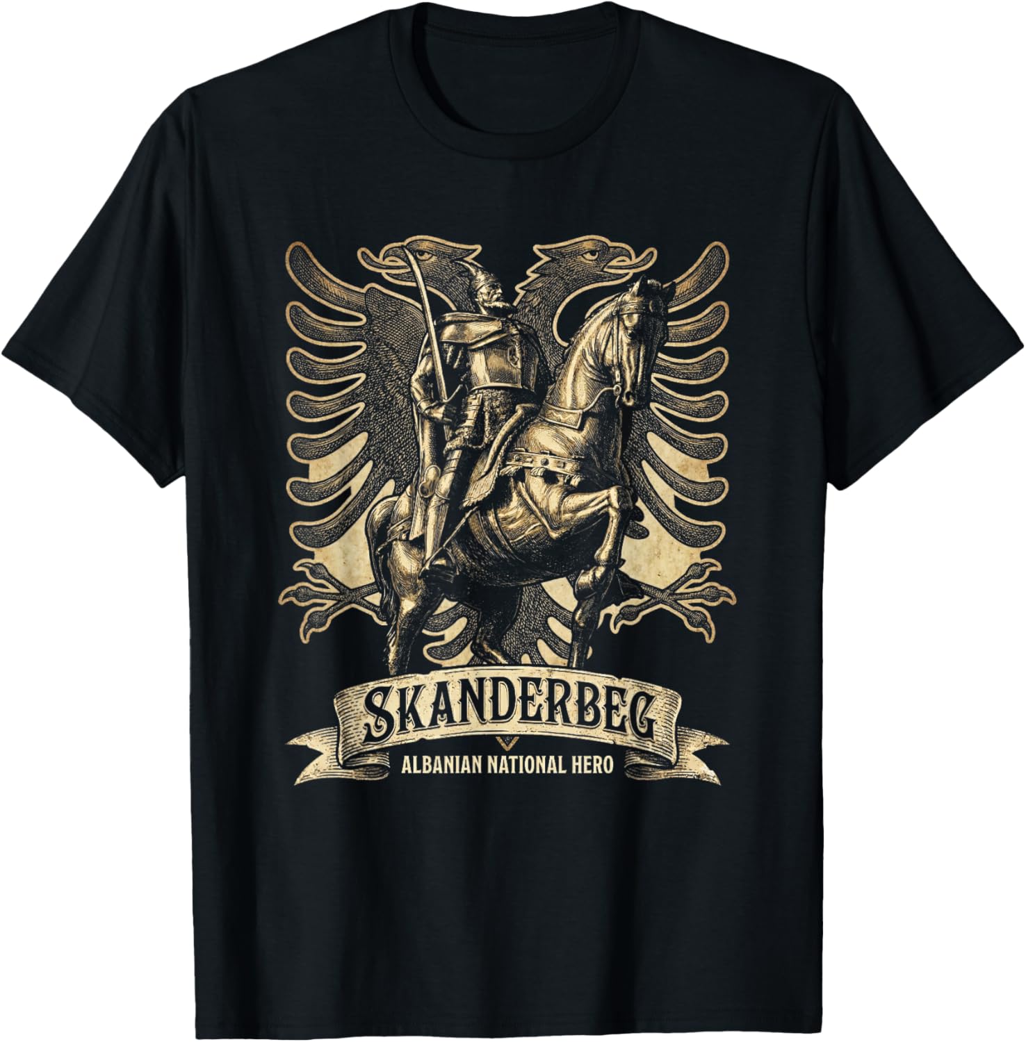 Skanderbeg Albania and Kosovo Flag for a Proud Albanian T-Shirt - T-Shirt | Black