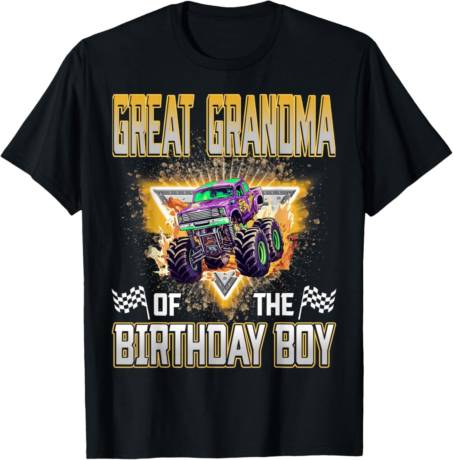 Great Grandma of The Birthday Boy Monster Truck Birthday T-Shirt - T-Shirt | Black