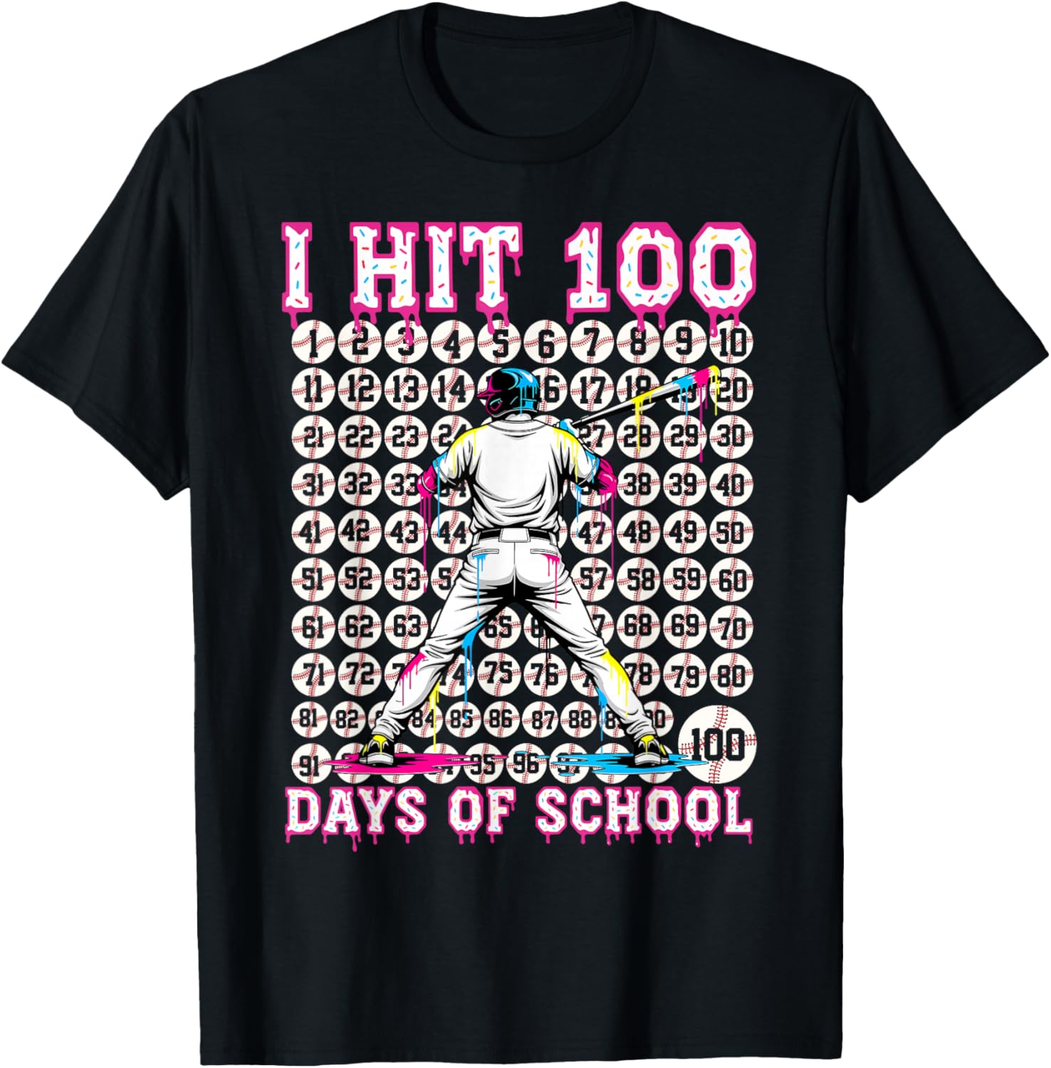 100 Days of School Boys Kids 100th Day of School Baseball T-Shirt - T-Shirt | Black