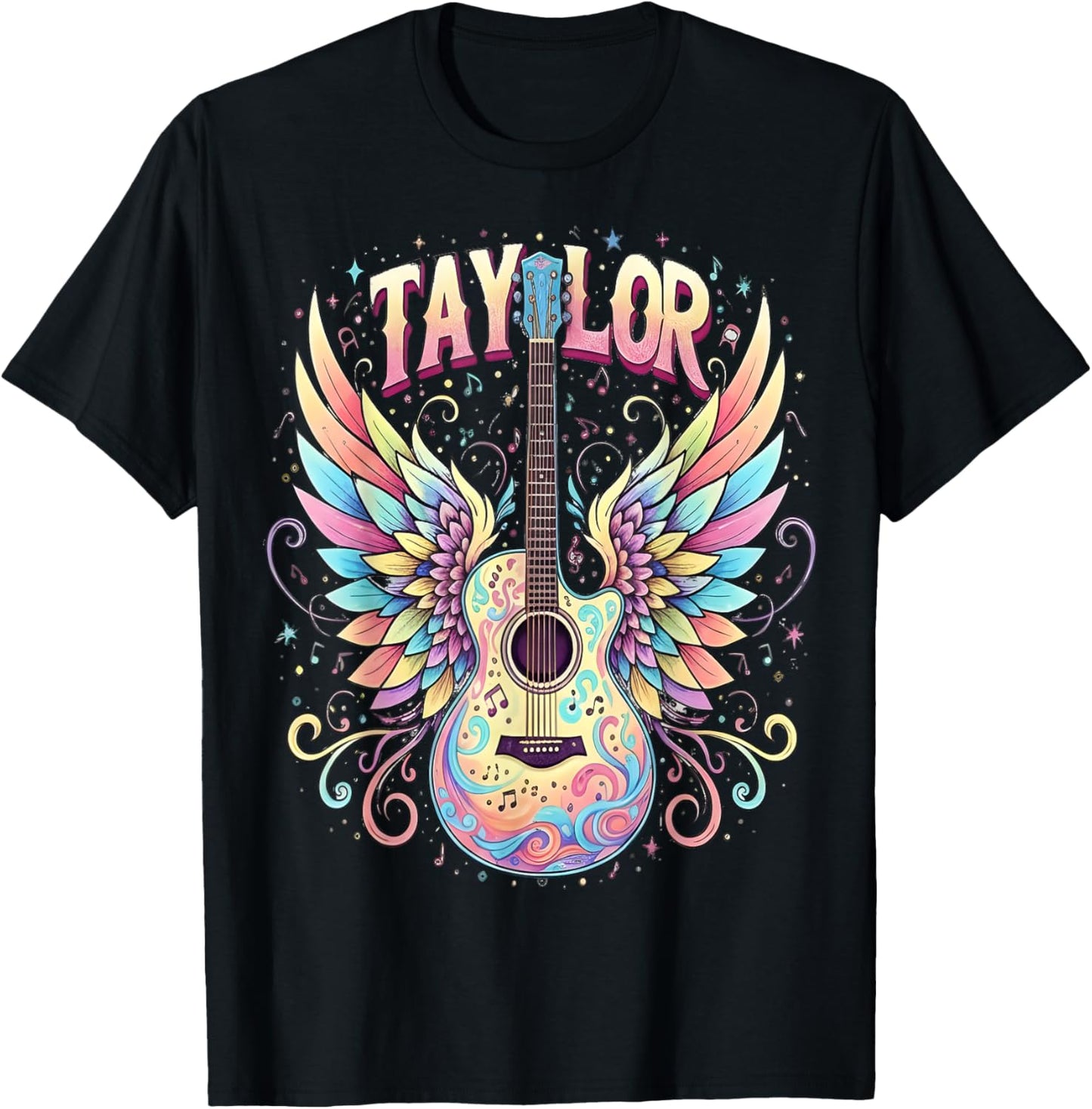 Girl Retro Taylor First Name Personalized Groovy 70's 80's T-Shirt - T-Shirt | Black