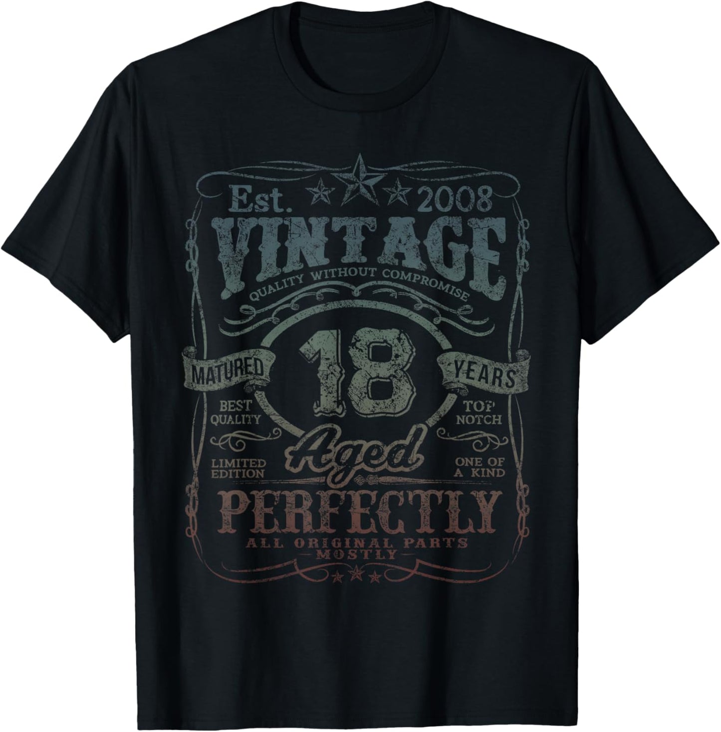 Vintage 2008 Limited Edition Shirt 18 Year Old 18th Birthday T-Shirt - T-Shirt | Black