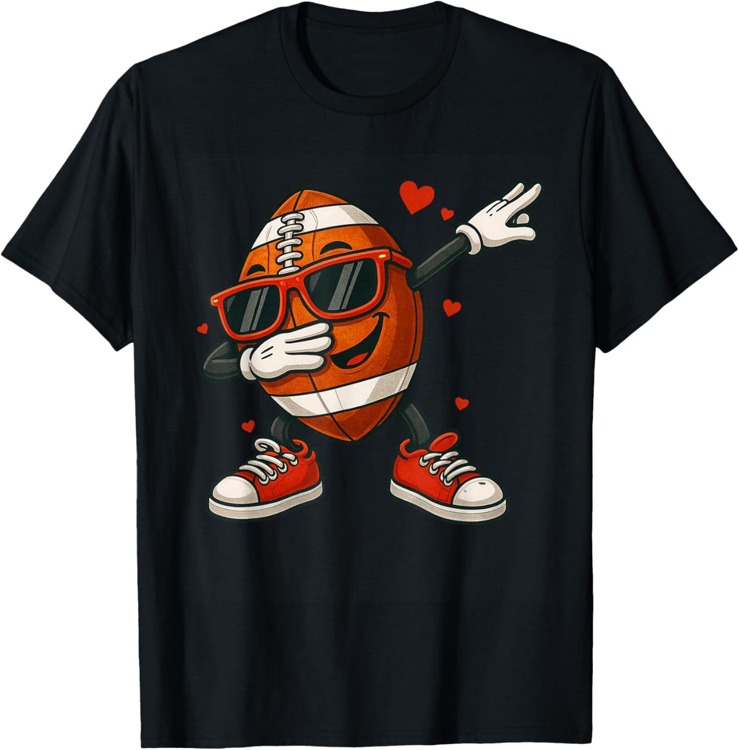 Football Dabbing Valentines Day Funny Dab Cute Boys Kids T-Shirt - T-Shirt | Black