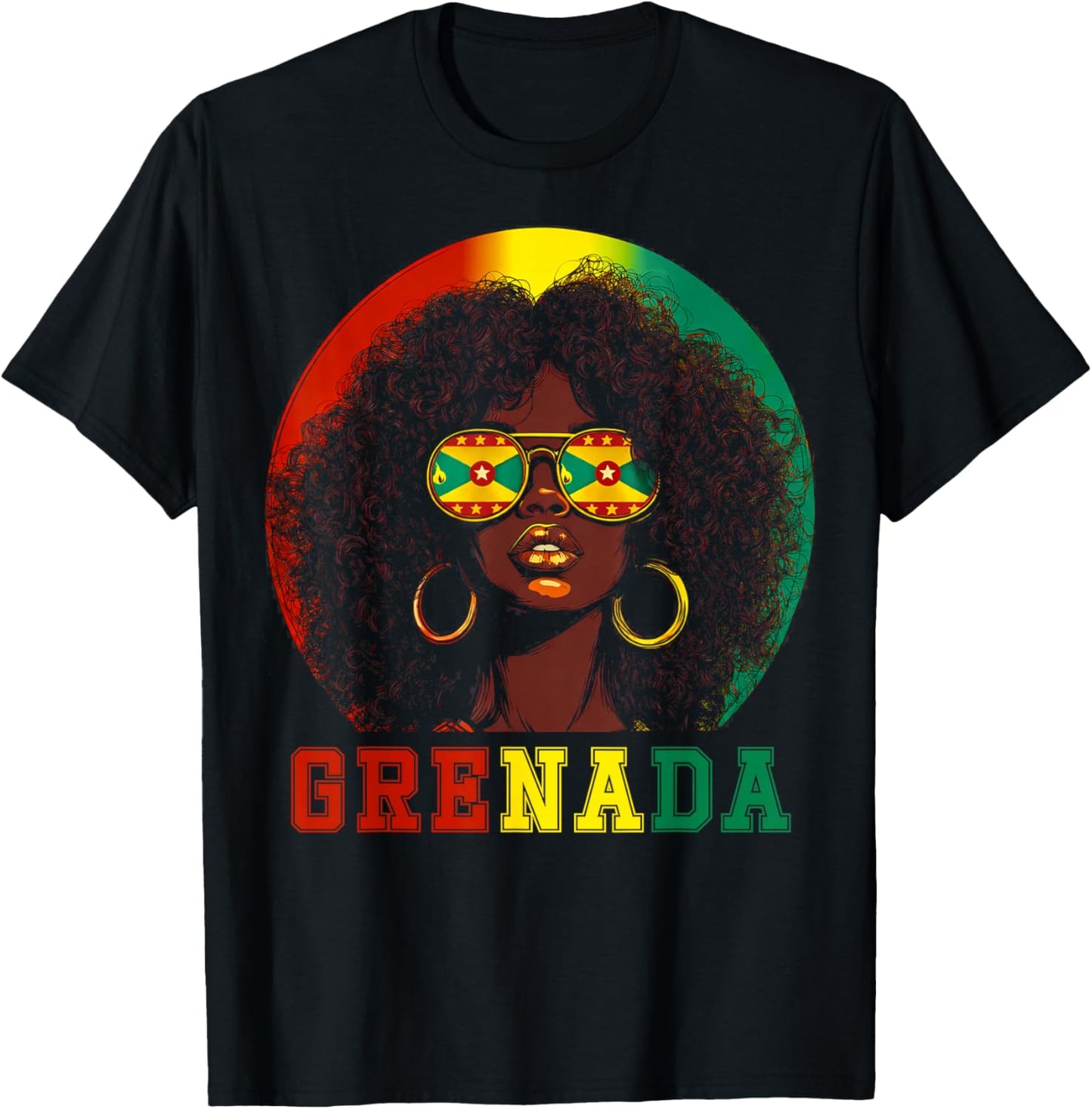 Grenada Flag Sunglasses Grenadian Girl Pride Caribbean Women T-Shirt - T-Shirt | Black