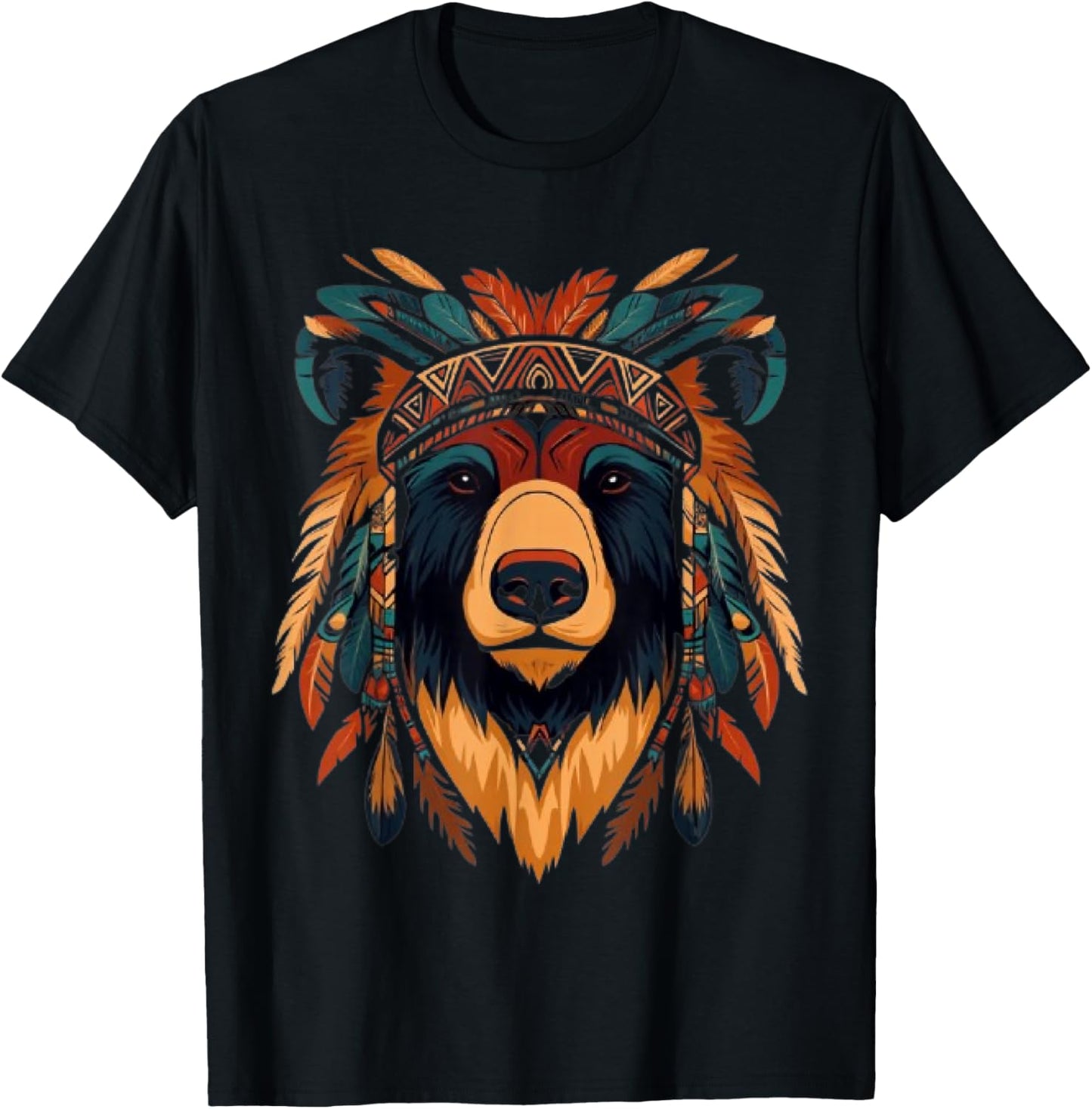 Native American Bear Artwork T-Shirt - T-Shirt | Black