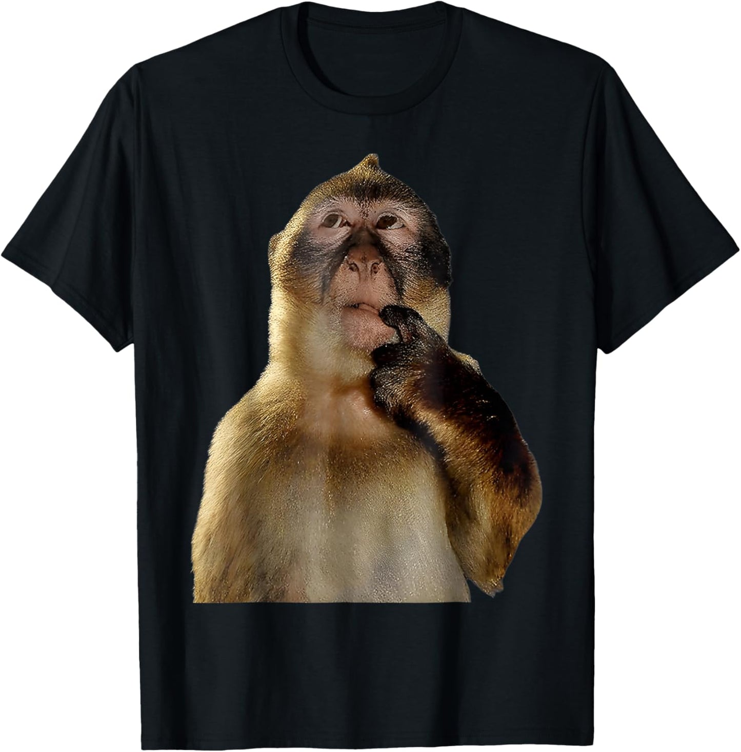 Thinking Monkey Meme Trending Funny Men Woman Kids T-Shirt - T-Shirt | Black