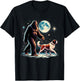 Bigfoot Sasquatch Saint Bernard Walking Dog Lover Moon T-Shirt - T-Shirt | Black