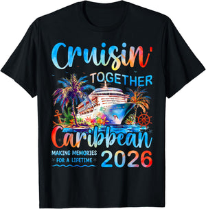 Caribbean Cruise Family Vacation 2026 Cruisin’ Together T-Shirt - T-Shirt | Black