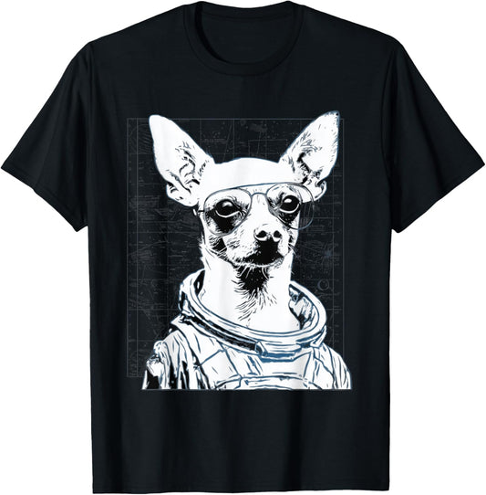 Space Dog Astronaut Chihuahua Funny Sci Fi Design T-Shirt - T-Shirt | Black