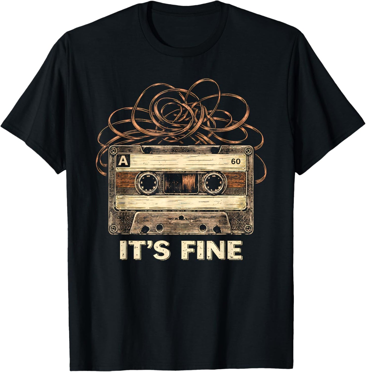 It's Fine Retro Vintage Cassette Tape 80's 90's Music T-Shirt - T-Shirt | Black