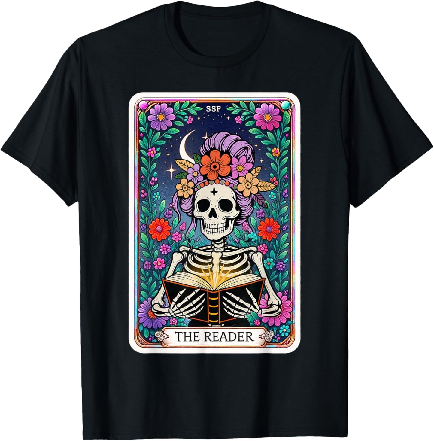 The Reader Skeleton Tarot Card Reading Book Girls Women T-Shirt - T-Shirt | Black