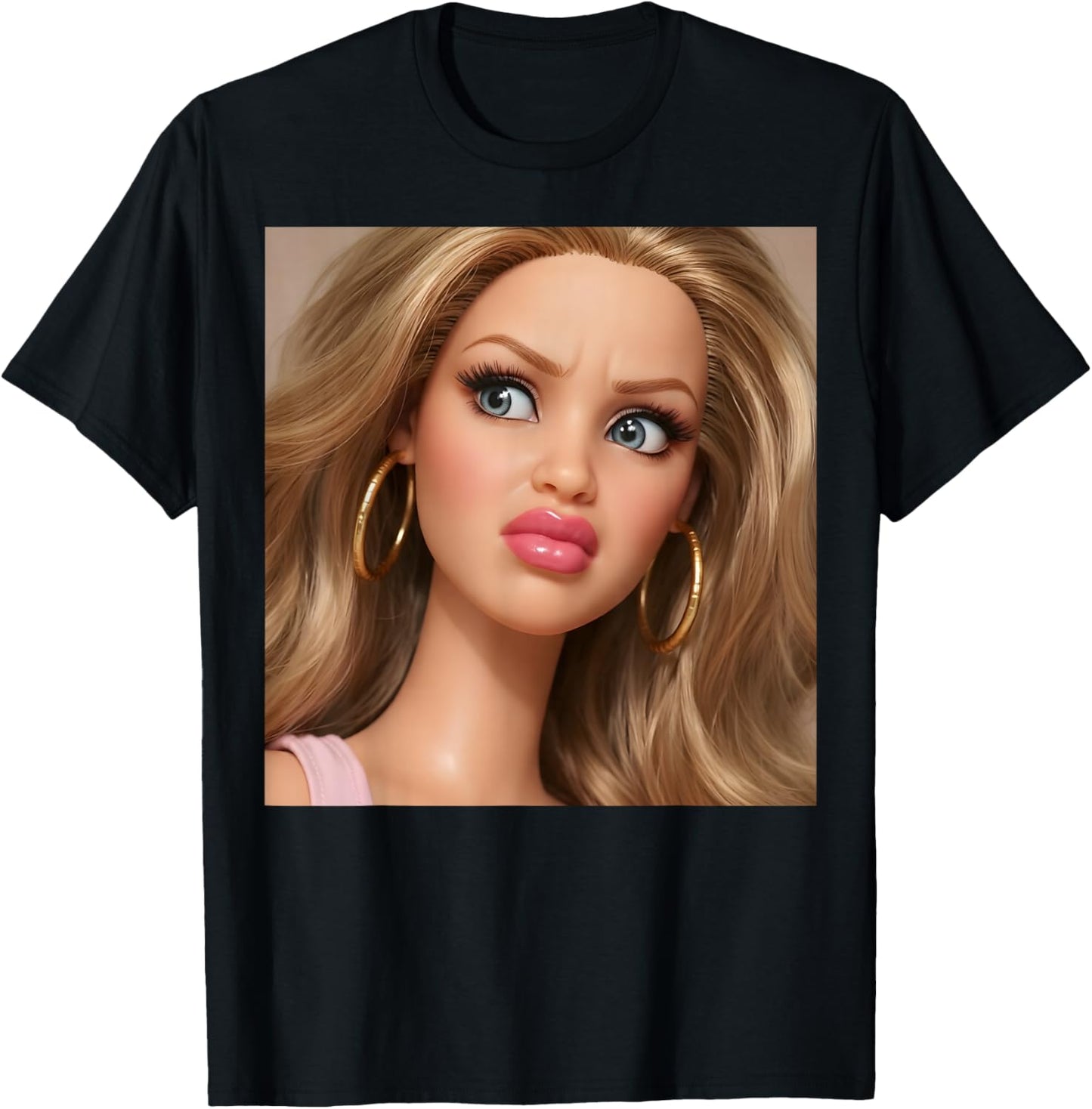 Distressed Doll Face Meme T-Shirt - T-Shirt | Black