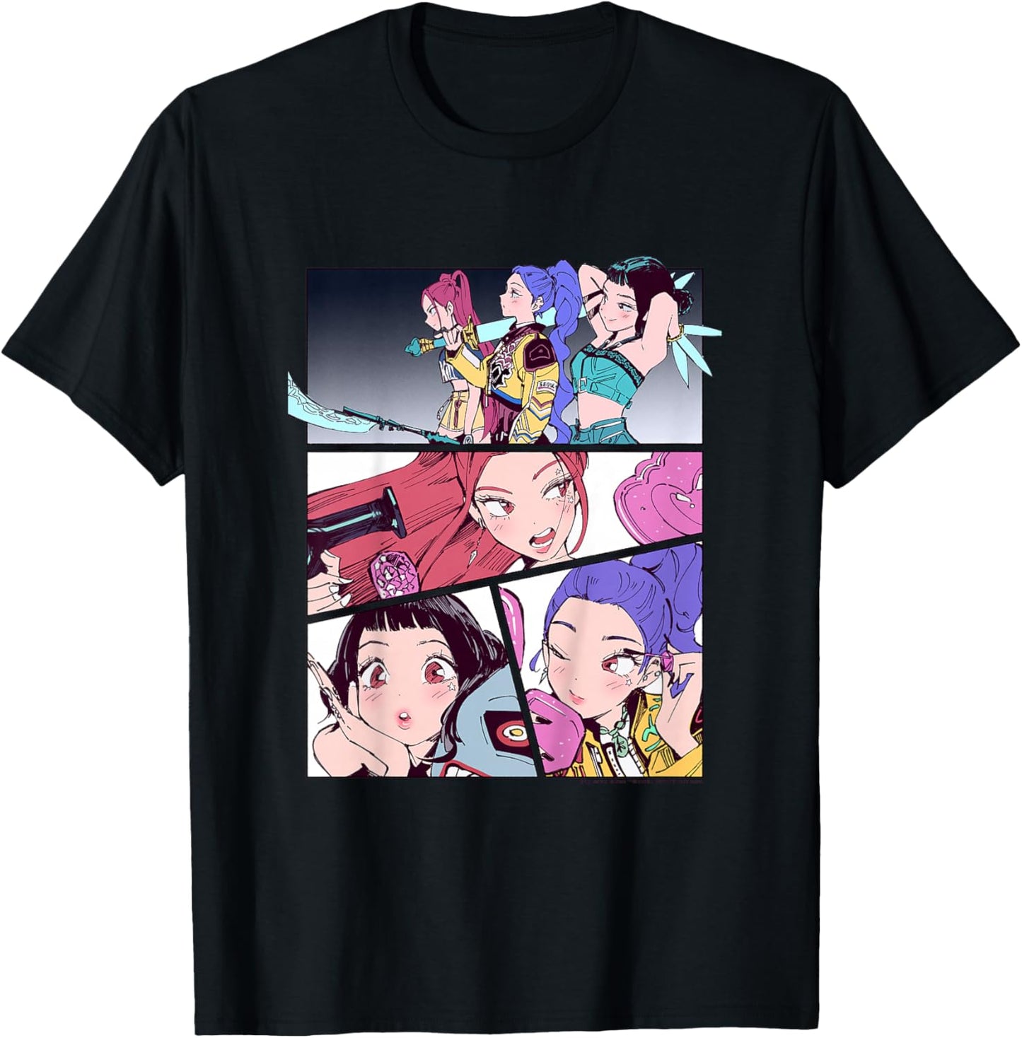 Kpop Demon Hunters Huntrix Manhwa Panels Poster T-Shirt - T-Shirt | Black