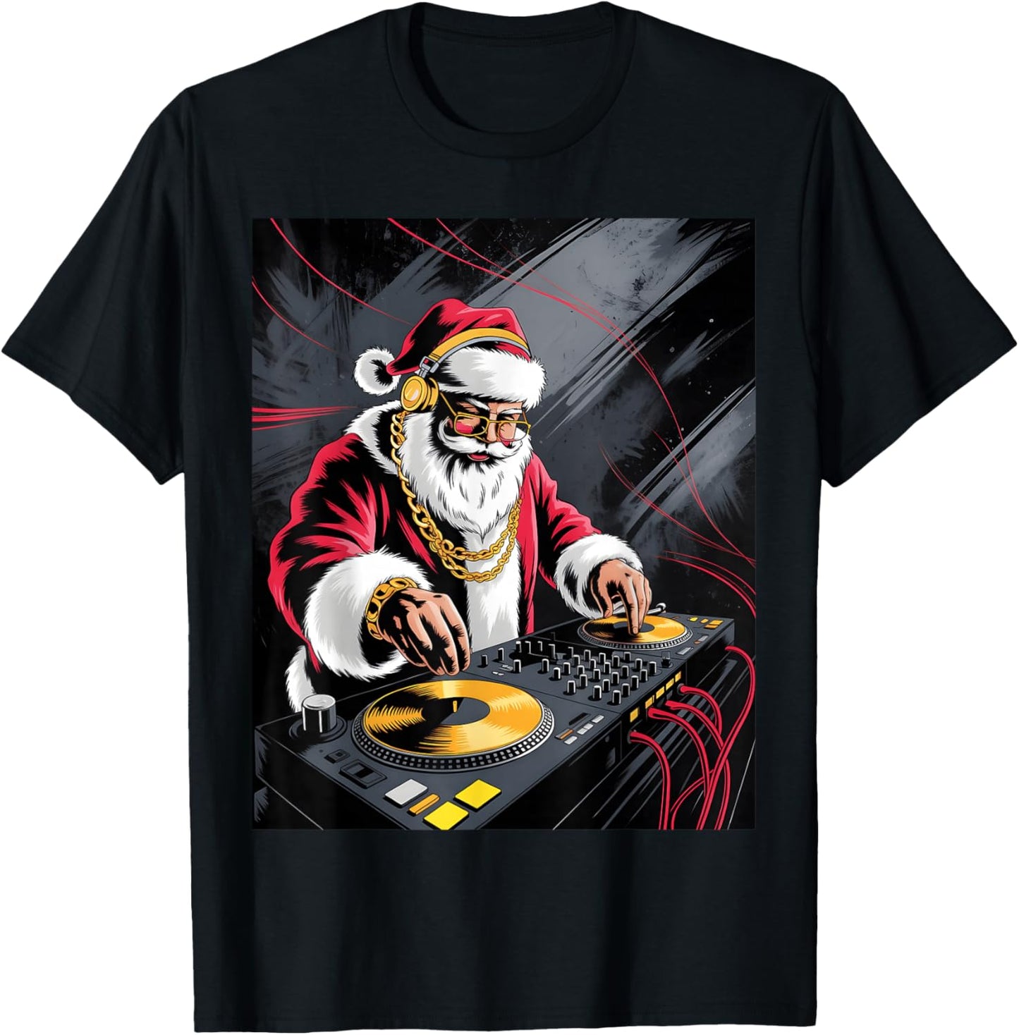 Funny DJ Musician Santa Claus Merry Mixmas Christmas T-Shirt - T-Shirt | Black