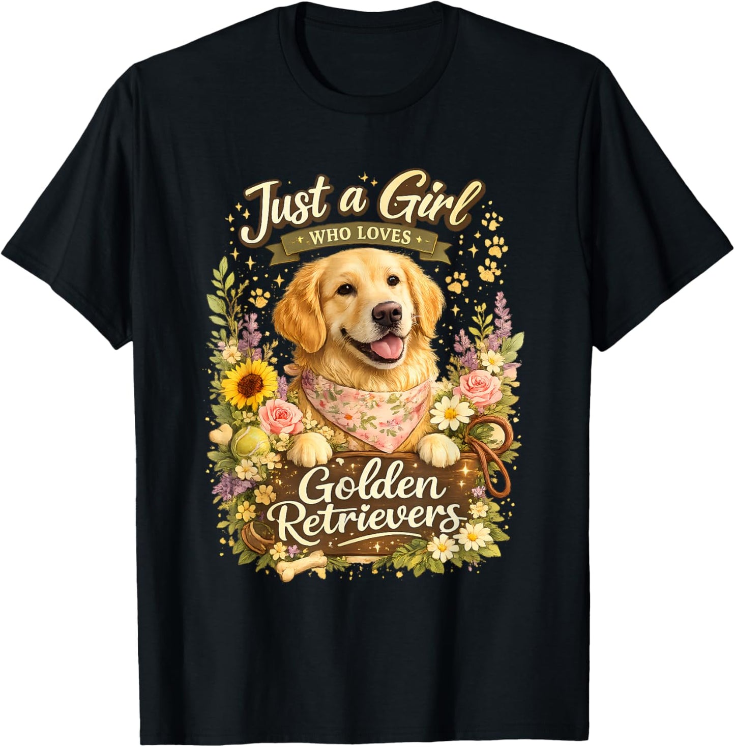 Just a Girl Who Loves Golden Retrievers Graphic T-Shirt - T-Shirt | Black