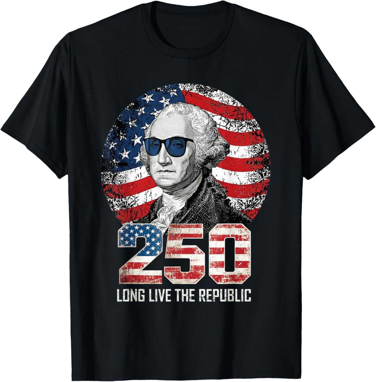 Long Live The Republic USA 1776 2026 Washington 4th of July T-Shirt - T-Shirt | Black