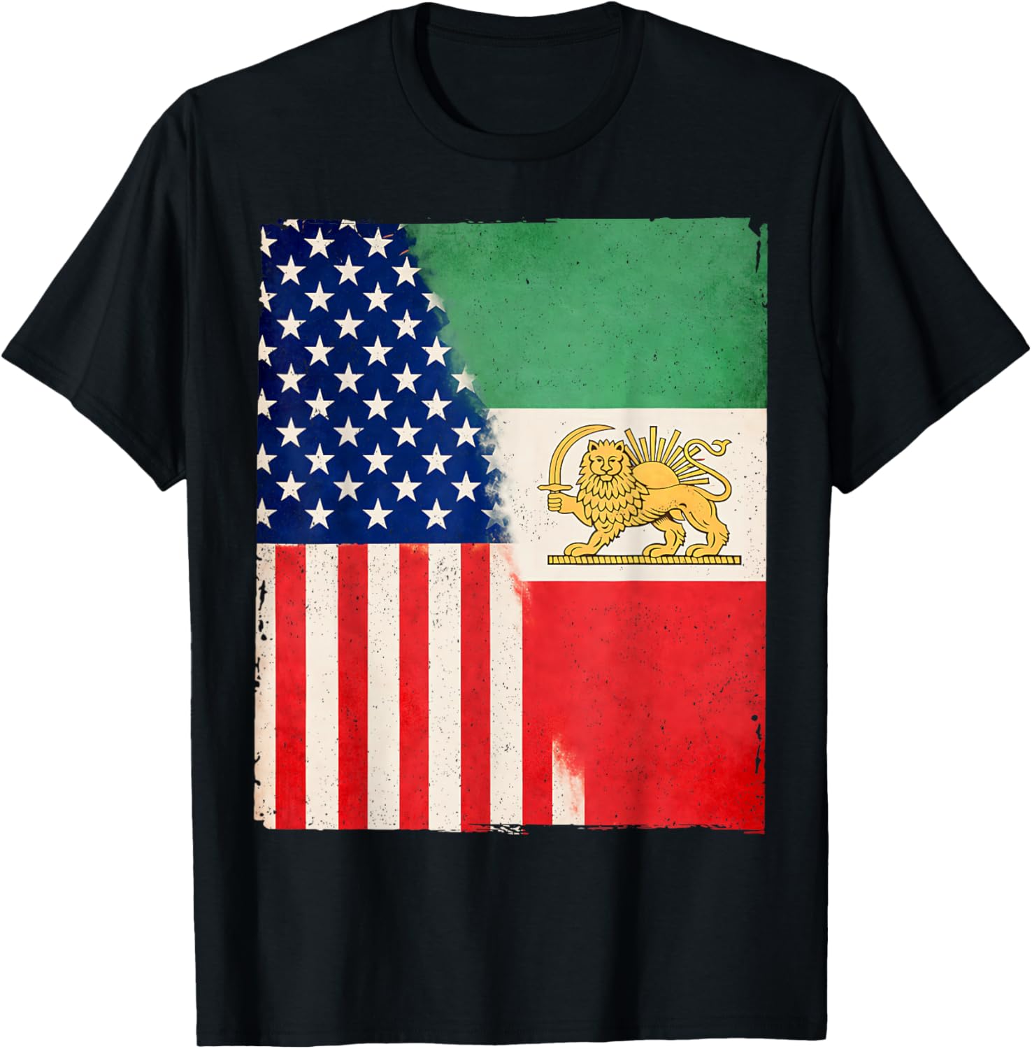 Persian American Flag USA Persia Roots Heritage T-Shirt - T-Shirt | Black