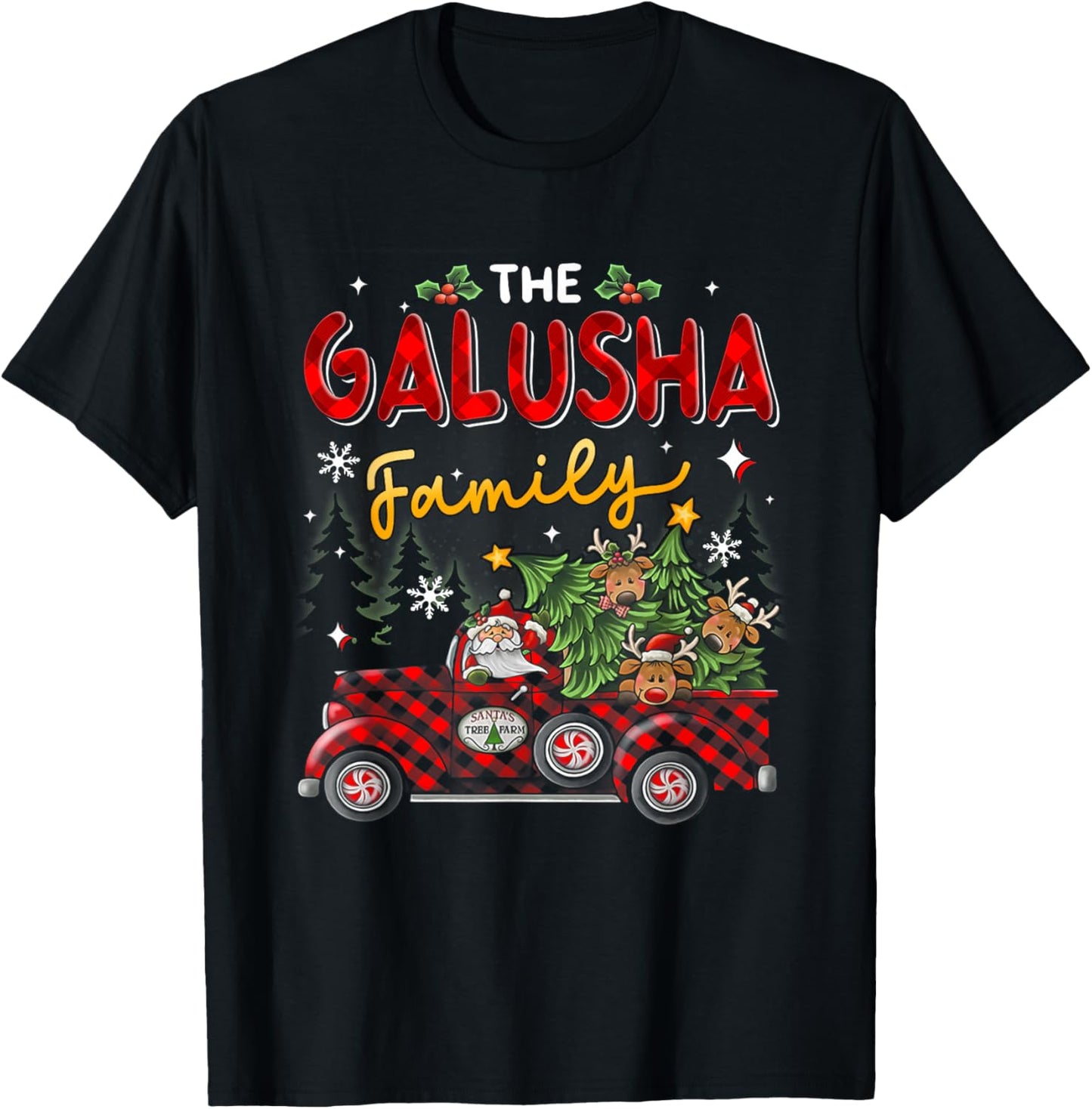 The Galusha Family Christmas Matching Pajamas Group Gift T-Shirt - T-Shirt | Black