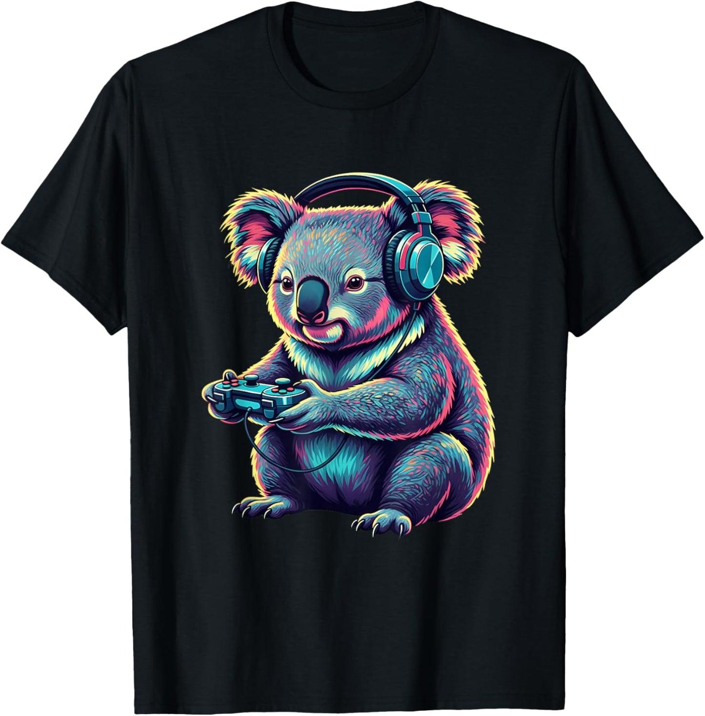 Koala Gaming Animal Video Games Funny Koala T-Shirt - T-Shirt | Black