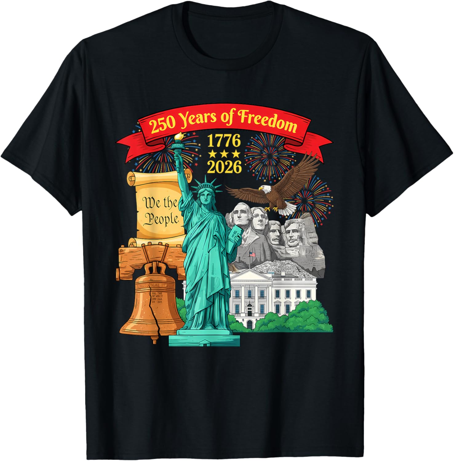 250 Anniversary USA 250th American Flag Patriotic 250 Years T-Shirt - T-Shirt | Black