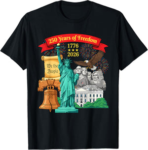 250 Anniversary USA 250th American Flag Patriotic 250 Years T-Shirt - T-Shirt | Black