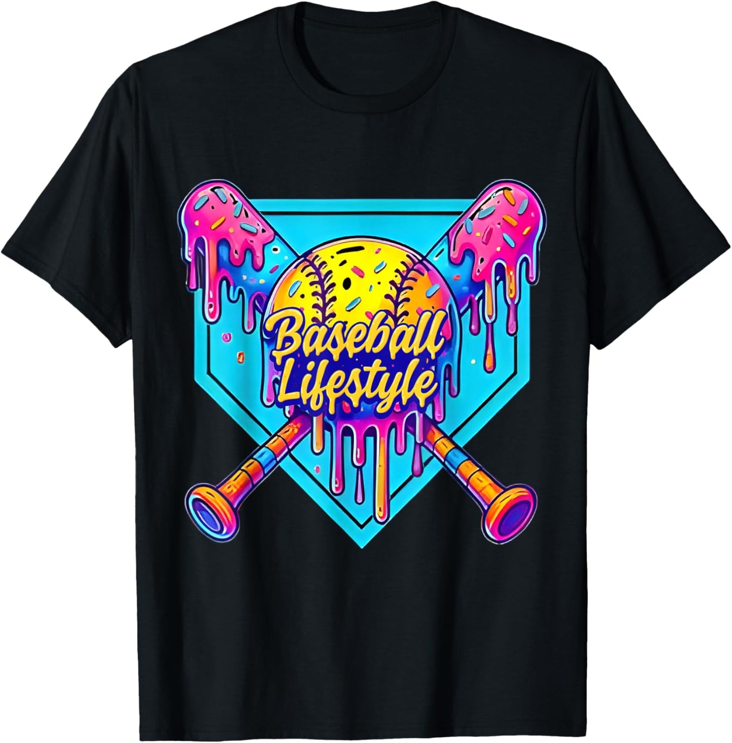 Baseball Life Style 101 Apparel Youth Drip Baseball Boys Kid T-Shirt - T-Shirt | Black