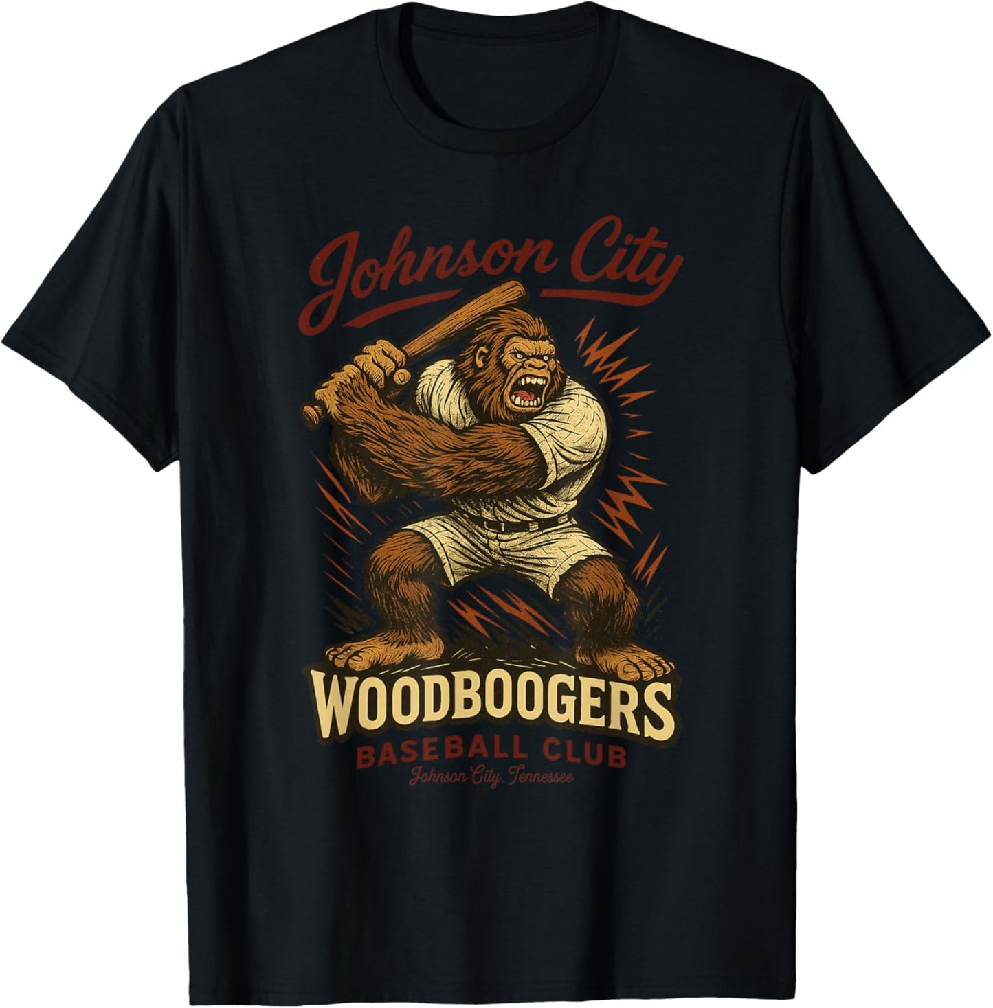 Johnson City Woodboogers Retro Baseball Club T-Shirt - T-Shirt | Black