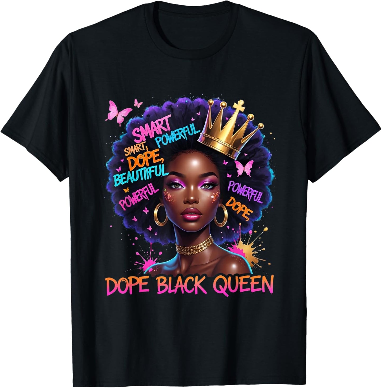 African Melanin Dope Queen Black Women Afro Girl T-Shirt - T-Shirt | Black