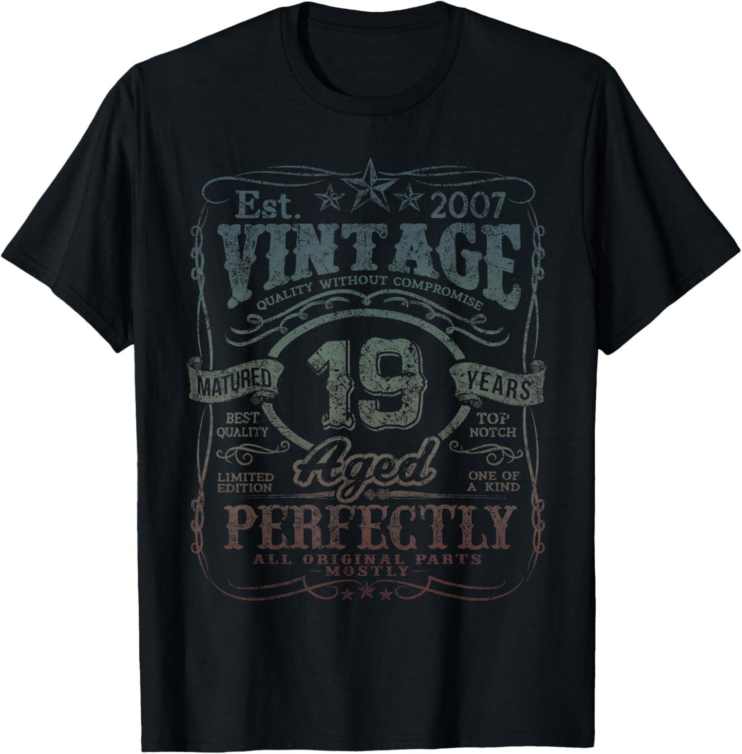 Vintage 2007 Limited Edition Shirt 19 Year Old 19th Birthday T-Shirt - T-Shirt | Black