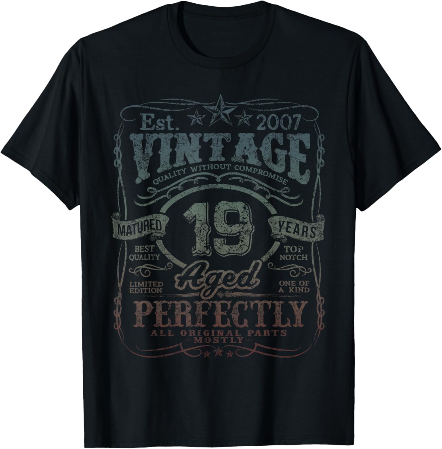 Vintage 2007 Limited Edition Shirt 19 Year Old 19th Birthday T-Shirt - T-Shirt | Black