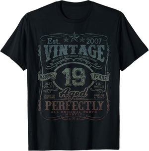 Vintage 2007 Limited Edition Shirt 19 Year Old 19th Birthday T-Shirt - T-Shirt | Black