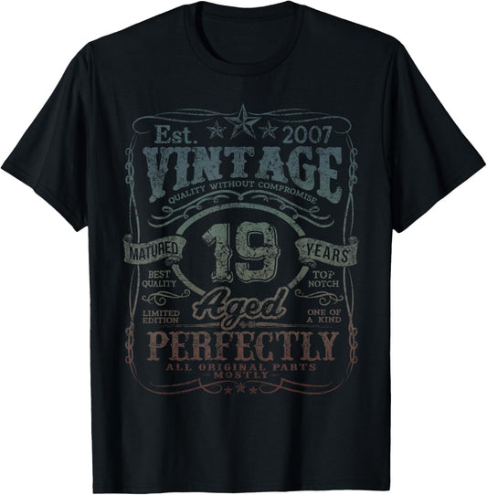 Vintage 2007 Limited Edition Shirt 19 Year Old 19th Birthday T-Shirt - T-Shirt | Black