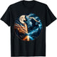Wolf Howling Moon Wolves 4th of July American Flag Wildlife T-Shirt - T-Shirt | Black